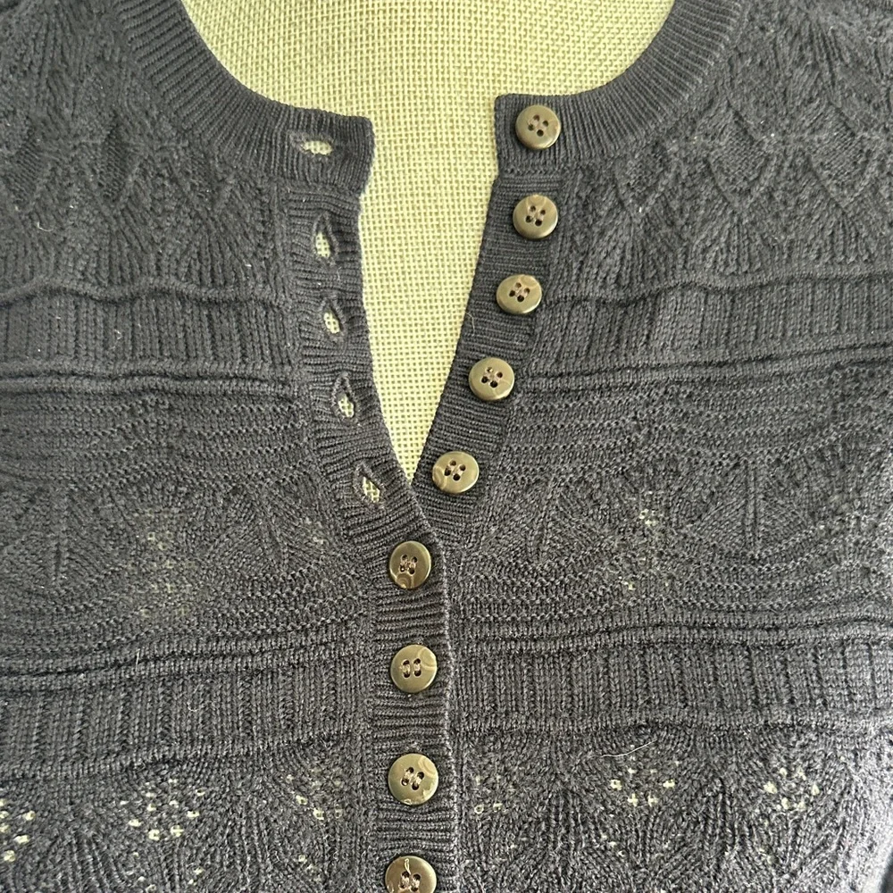 Sezane Lyna Jumper Knit Henley, in Navy - Picture 3 of 12